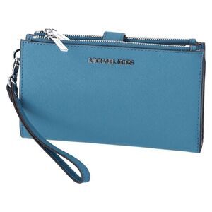New Michael Kors Jet Set Travel Double zip wristlet Saffiano Leather Teal